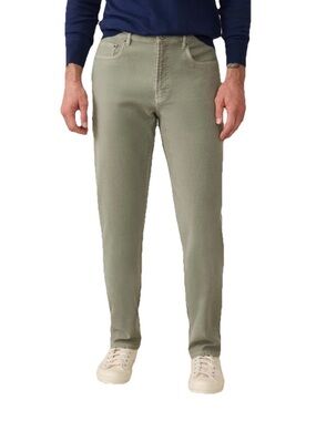 Faherty Men's Size 38 Terry 5-Pocket Olive Straight Leg Stretch Cotton Pants